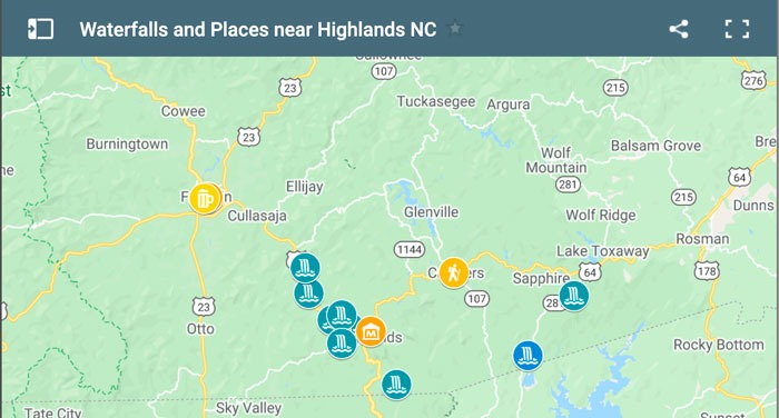 Waterfalls and Things to Do in Highland Travel Map