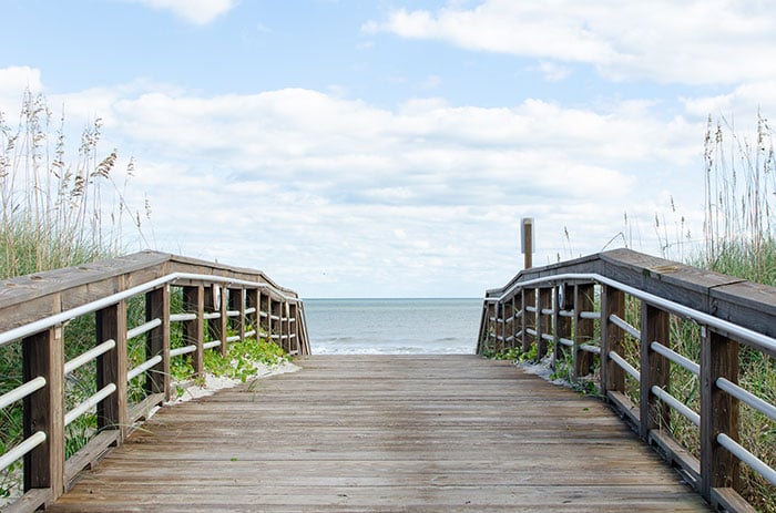 Boardwalk leading out to the ocean near Wilmington