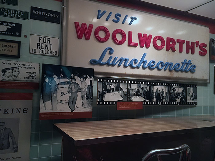 a sign for Woolworth's Luncheonette at the North Carolina Museum of History