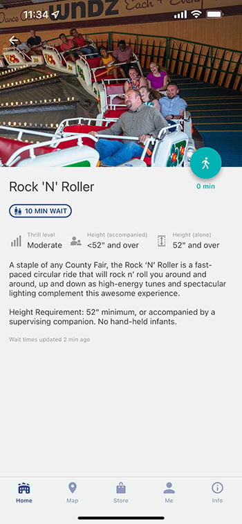 Carowinds inside app