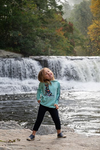 Kid Friendly Waterfalls in North Carolina Hooker Falls kid