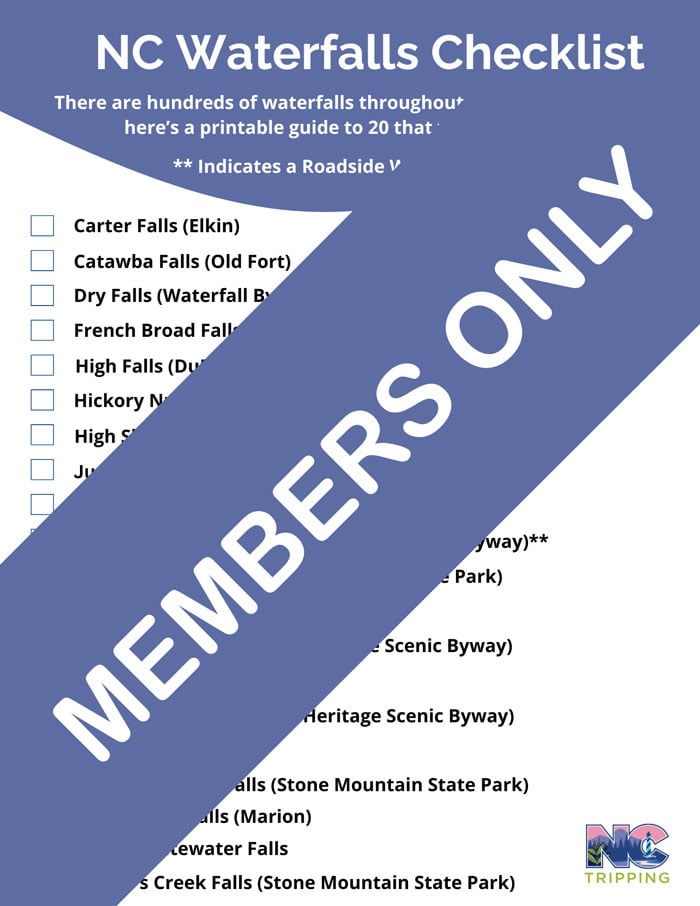 Sample NC Waterfalls Printable Checklist