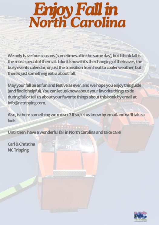 Fall in North Carolina Ebook Last Page by NC Tripping