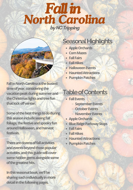 Fall in North Carolina Ebook TOC by NC Tripping