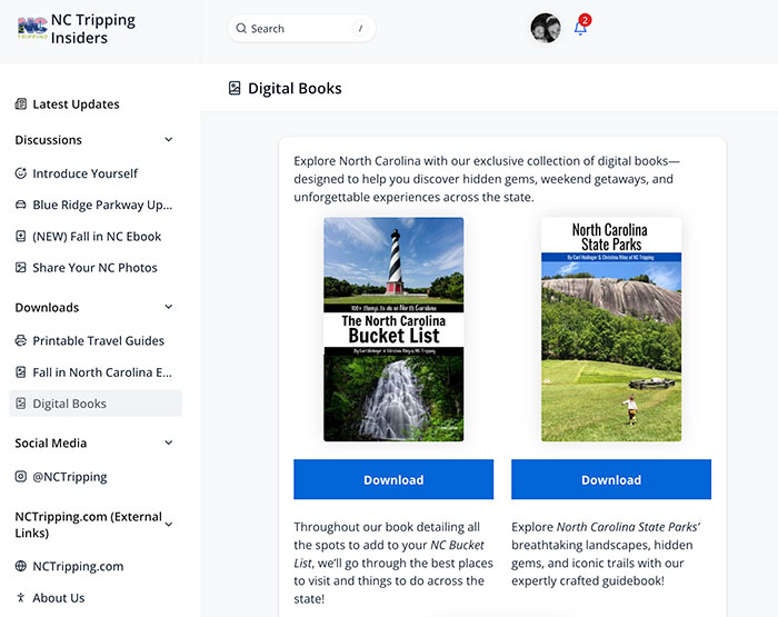 NC Tripping Insider Dashboard Digital Books