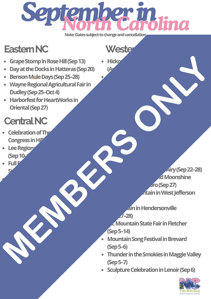 Sample September in North Carolina Printable Travel Guide
