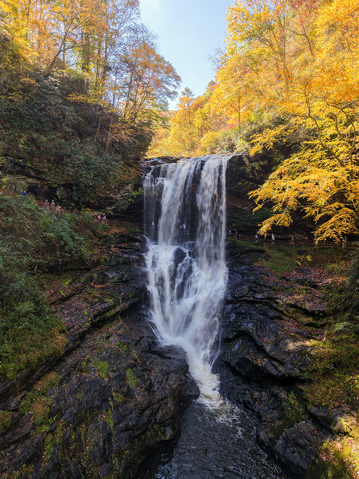 Dry Falls drone Franklin NC Image by NC Tripping